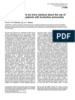 Should Psychiatrists Be More Cautious About The Use of Antipsychotics For Patients With Borderline Personality Disorder