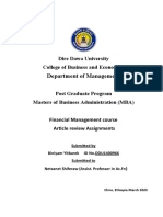 Biniyam Yitbarek Article Review On Financial Analysis