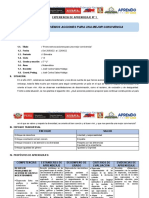 EXPERIENCIA DE APRENDIZAJE #1 5TO Grado - 2022