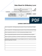 Input Data Sheet For E-Mastery Level of The Learning Competencies