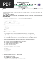 1st QUARTER GRADE 9 SCIENCE EXAMINATION 2021 2022