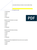 Service Quality in Food Choices and Academic Performance of Students in Cronasia Foundation College