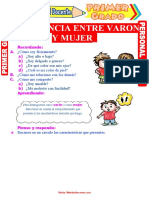 Diferencia Entre Varon y Mujer para Primer Grado de Primaria