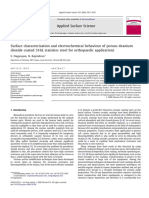 Surface Characterisation and Electrochemical Behaviour of Porous Titanium Dioxide Coated 316L Stainless Steel For Orthopaedic Applications PDF