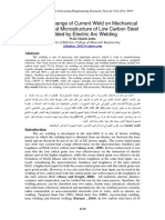 Study The Change of Current Weld On Mechanical Properties and Microstructure of Low Carbon Steel Welded by Electric Arc Welding