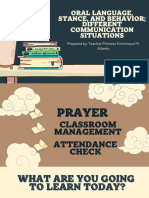 Oral Language, Stance, and Behavior Different Communication Situations