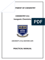 Department of Chemistry Chemistry 211 Inorganic Chemistry: University of The Western Cape