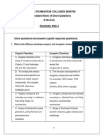 Bahria Foundation Colleges (North) Centralized Notes of Short Questions (F.B.I.S.E) Chemistry SSC - I