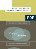 Critiquing Available Materials and Appropriate Techniques: Contemporary Philippine Arts From The Regions Quarter 2