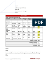 Recipe Costings Dessert