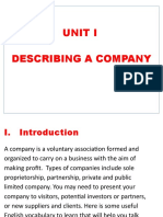 Unit 1 - Describing A Company