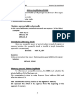 Addressing Modes of 8088: Examples: Mov Ax, BX Mov CL, DH Mov CX, Si