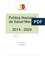 Política Nacional de Salud Mental 2014 - 2024: Versión 6.2