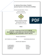 Etude Comparative D'Un Meme Batiment A Grande Hauteur en Beton Arme Et en Construction Mixte