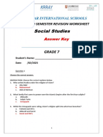 G7 S.S Revision Worksheet Answer Key - Second Term