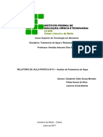 Relatório Da Aula Prática 01 - Análises de Parâmetros de Água