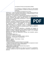 Ley 25421 - Creación Del Programa de Asistencia Primaria de Salud Mental: FIGURA DEL AT: Anexo A-Anexo I-Prevención