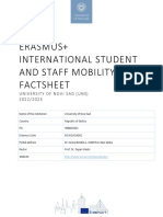 Erasmus International Student and Staff Mobility Factsheet