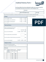 Self Completion Medical History Form - Pregnancy