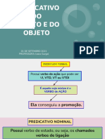 Predicativo DO Sujeito E Do Objeto: 01 de Setembro 2021 PROFESSORA: Izaira Gurgel