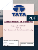 Amity School of Business: Subject Code - MGMT 108 Psda - 1 Topic - Develop A Code of Ethics For A Specific Industry