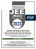 JEE Main 2023 April Session 2 Shift-2 (DT 08-04-2023) Chemistry