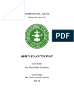 Health Education Plan: Brokenshire College, Inc