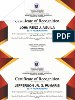 Certificate of Recognition: John Renz J. Aguila