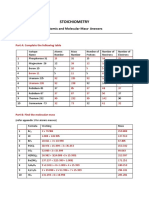 Stoichiometry Atomic and Molecular Mass Worksheet - Answer