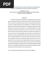 Quality Assurance Practices of Private Secondary School Administrators On School Efficacy - Authored By: John Erick F. Cauzon