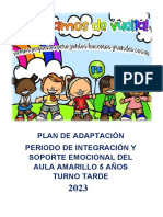 Plan de Adaptación Periodo de Integración Y Soporte Emocional Del Aula Amarillo 5 Años Turno Tarde