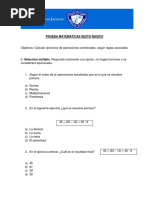 6° Año Matemáticas Evaluación 1