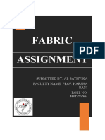 Fabric Science Assignment 1: Submitted By: Al Sathvika Faculty Name: Prof. Harsha Rani Roll No: BFT/20/504