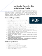 Customer Service Executive Job Description and Profile