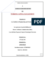 Working Capital Management: A Summer Internship Report ON