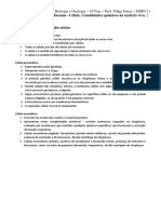 Resumo - Célula. Constituintes Químicos Da Matéria Viva.: Biologia E Geologia - 10ºano - Prof. Filipa Sousa - Eshn 1