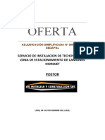 Oferta: Servicio de Instalacion de Techos para La Zona de Estacionamiento de Camiones Hidrojet