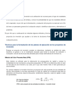 Técnicas para La Formulación de Los Planes de Ejecución en Los Proyectos de Inversión