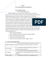 Unit 1 What Is Industrial Engineering? I. Read The Text and Answer The Questions Below!