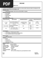 Resume: Qualification Institution Board/University Passing Percentage/Cgpa