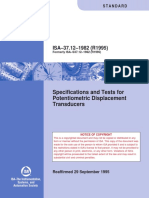 ISA-37.12-1982 (R1995) : Specifications and Tests For Potentiometric Displacement Transducers