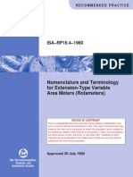 ISA-RP16.4-1960: Nomenclature and Terminology For Extension-Type Variable Area Meters (Rotameters)