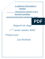 Rapport de Stage 1 Année Master EHEC Préparé Par: Aya Brahimi