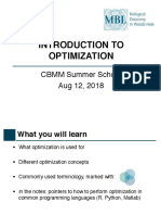 Introduction To Optimization: CBMM Summer School Aug 12, 2018