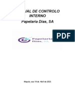 Manual de Controlo Interno Papelaria Dias, SA: Maputo, Aos 18 de Abril de 2023