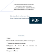 Disciplina: Teoria de Sistemas e Sinais Tema: Introdução Ao Estudo Do Sinal