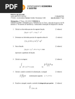 F (X, Y) 8 X y +X Y: Prova de Exame Ano Do Curso: 1º Ano Matemática, 1º Teste, 15/11/2019 VERSÃO A