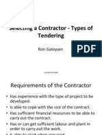 Selecting A Contractor - Types of Tendering