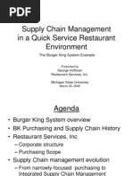 Supply Chain Management in A Quick Service Restaurant Chain