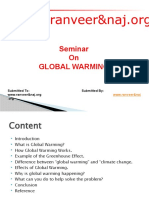 Seminar On Global Warming: Submitted To: Submitted by